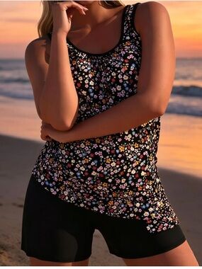 Women 2 Piece Tankini Swimsuit Tummy Control Bathing Suit NWT Plus Size 3XL
